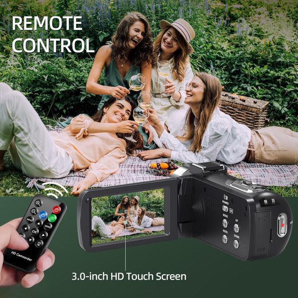 4K Video Camera Camcorder 48MP 30FPS with IR Night Vision,18X Digital Zoom Camera Recorder 3.0" LCD Touch Screen Vlogging Camera for YouTube with Controller, 2 Batteries, 32GB SD Card - Image 5