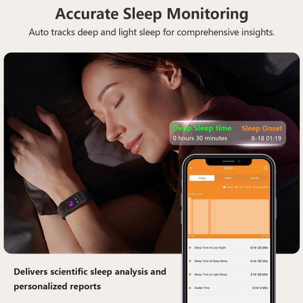 FITVII FINO 2 Slim Fitness Tracker, Smart Watch with Blood Pressure, Blood Oxygen, 24/7 Heart Rate & Sleep Monitor, IP68 Waterproof Health Activity Trackers with Calories Step Counter for Women Men - Image 3