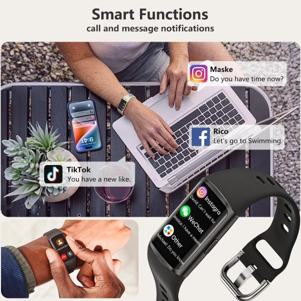 FITVII FINO 2 Slim Fitness Tracker, Smart Watch with Blood Pressure, Blood Oxygen, 24/7 Heart Rate & Sleep Monitor, IP68 Waterproof Health Activity Trackers with Calories Step Counter for Women Men - Image 5