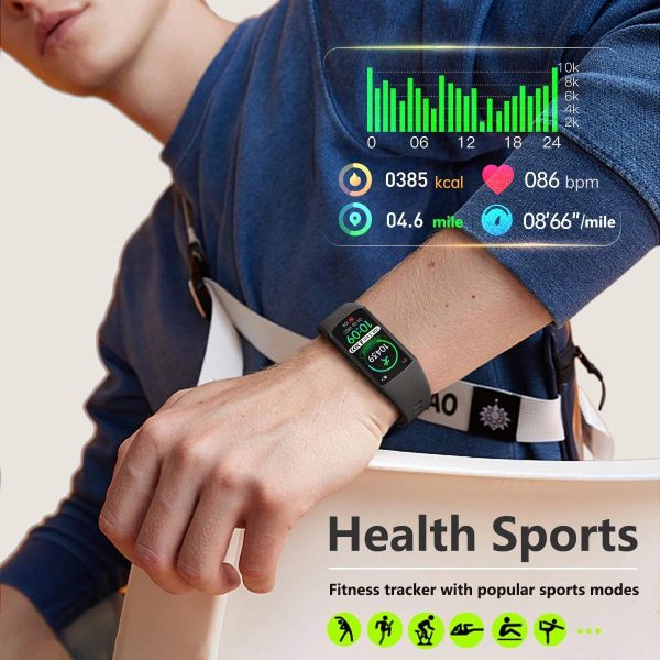 FITVII FINO 2 Slim Fitness Tracker, Smart Watch with Blood Pressure, Blood Oxygen, 24/7 Heart Rate & Sleep Monitor, IP68 Waterproof Health Activity Trackers with Calories Step Counter for Women Men - Image 6