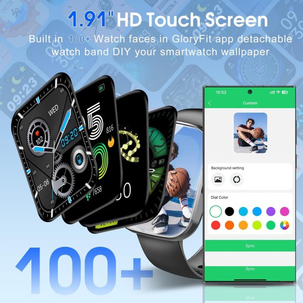 Smart Watch, 1.91" HD Screen Smartwatch for Men Women(Answer/Make Call), Fitness Watch with Heart Rate/Sleep Monitor/Steps Monitor, 110+ Sports Modes, IP68 Waterproof Activity Trackers for Android iOS - Image 2