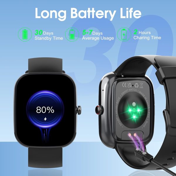 Smart Watch, 1.91" HD Screen Smartwatch for Men Women(Answer/Make Call), Fitness Watch with Heart Rate/Sleep Monitor/Steps Monitor, 110+ Sports Modes, IP68 Waterproof Activity Trackers for Android iOS - Image 7