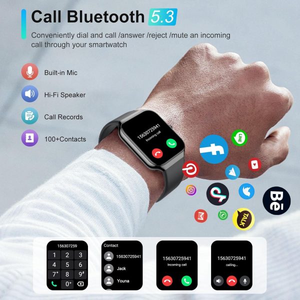 Smart Watch for Men Women Answer/Make Calls, 1.96" HD Fitness Watch with Heart Rate Monitor Sleep Monitor, 113+ Sports Activity Trackers with Step Counter, IP68 Waterproof, Smartwatch for Android/iOS - Image 2