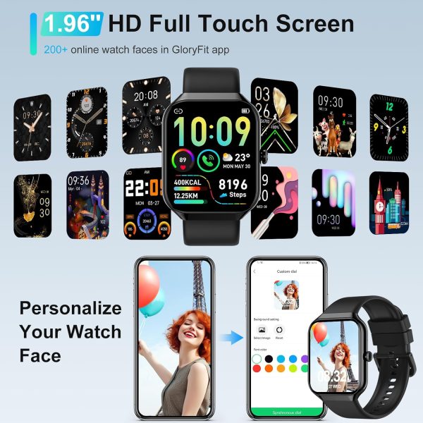 Smart Watch for Men Women Answer/Make Calls, 1.96" HD Fitness Watch with Heart Rate Monitor Sleep Monitor, 113+ Sports Activity Trackers with Step Counter, IP68 Waterproof, Smartwatch for Android/iOS - Image 3