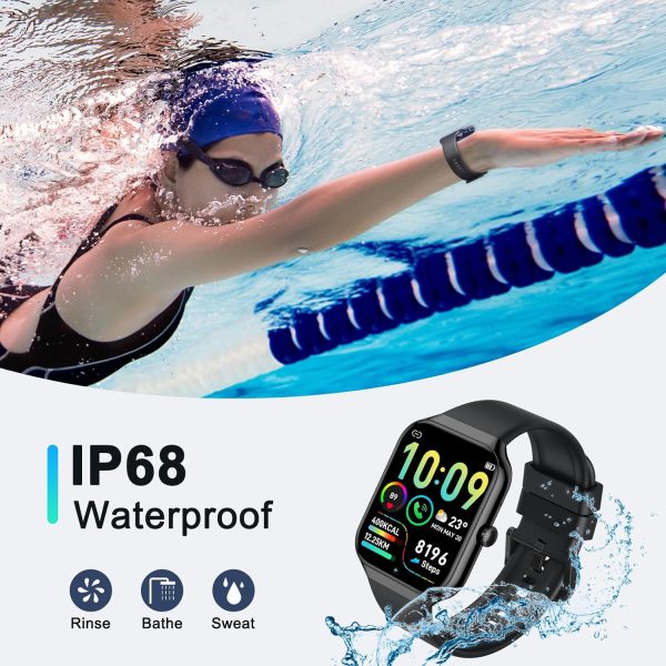 Smart Watch for Men Women Answer/Make Calls, 1.96" HD Fitness Watch with Heart Rate Monitor Sleep Monitor, 113+ Sports Activity Trackers with Step Counter, IP68 Waterproof, Smartwatch for Android/iOS - Image 7