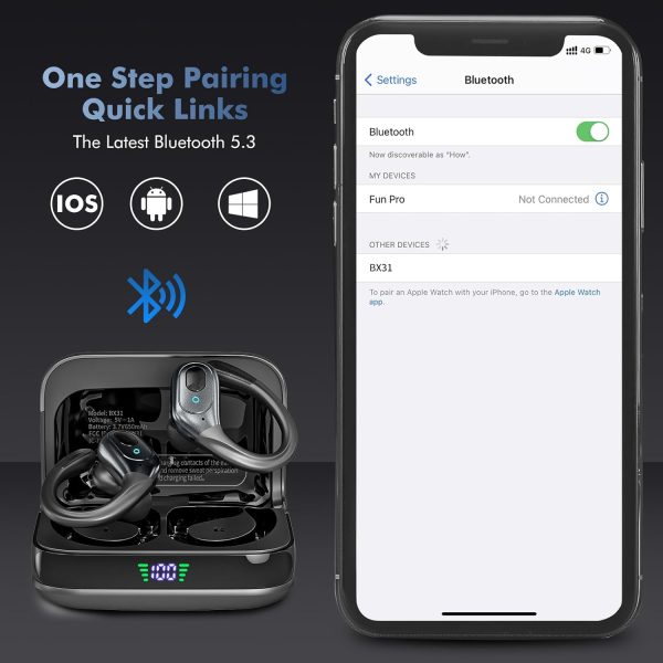 Wireless Earbuds, 75H Playtime Bluetooth 5.3 Headphones, IP7 Waterproof for Running, Wireless in Ear Earphones for iOS/Android - Image 2